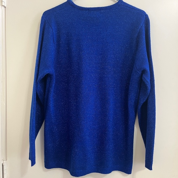 Womens Holiday Metallic Knit Tunic Sweater Size L Modest Top New Years Career - Picture 2 of 6